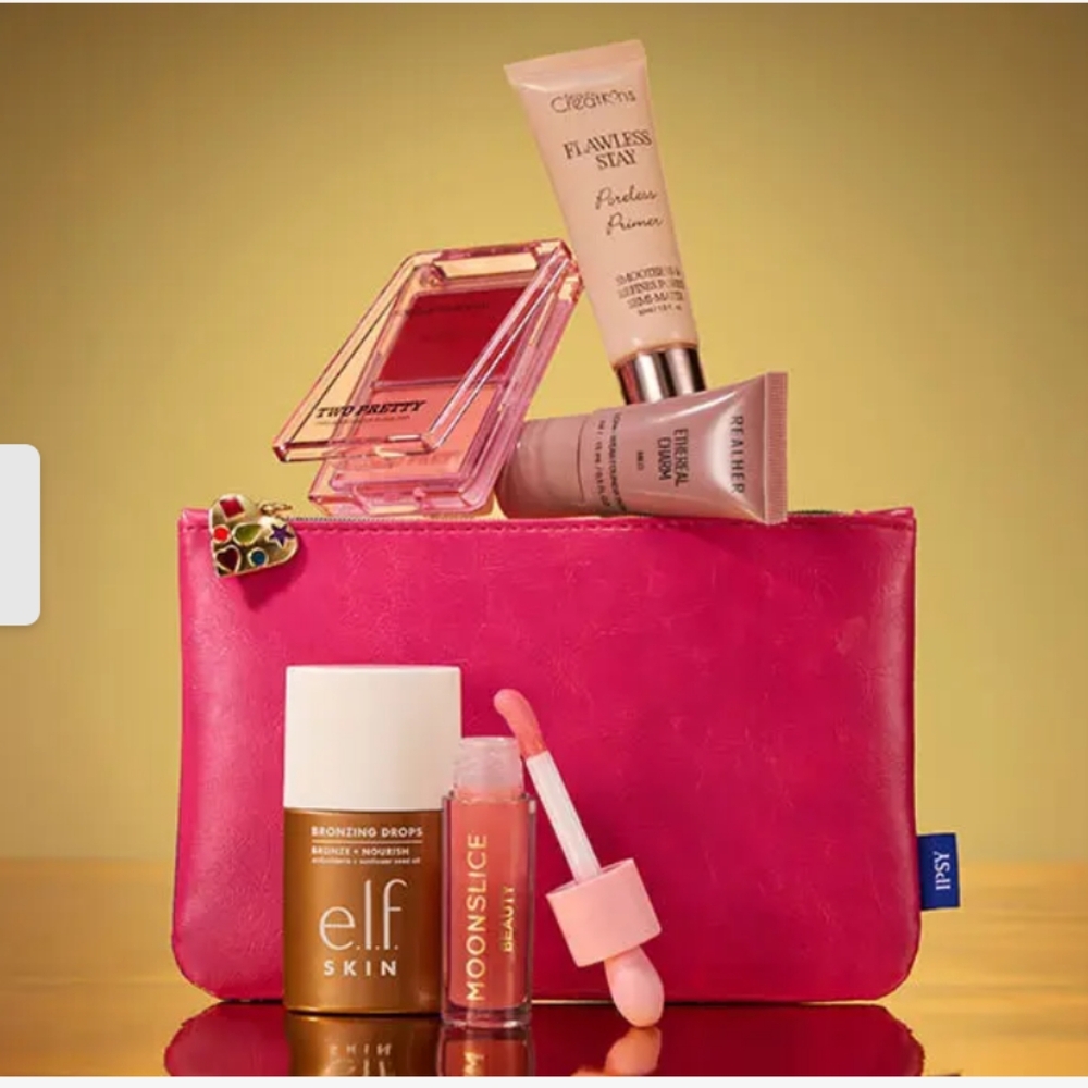 Ipsy September Month Pink Makeup Bag with Assorted Beauty Products